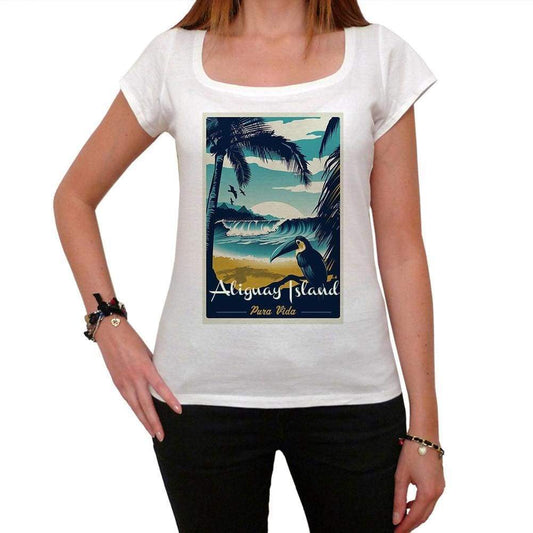Aliguay Island Pura Vida Beach Name White Womens Short Sleeve Round Neck T-Shirt 00297 - White / Xs - Casual