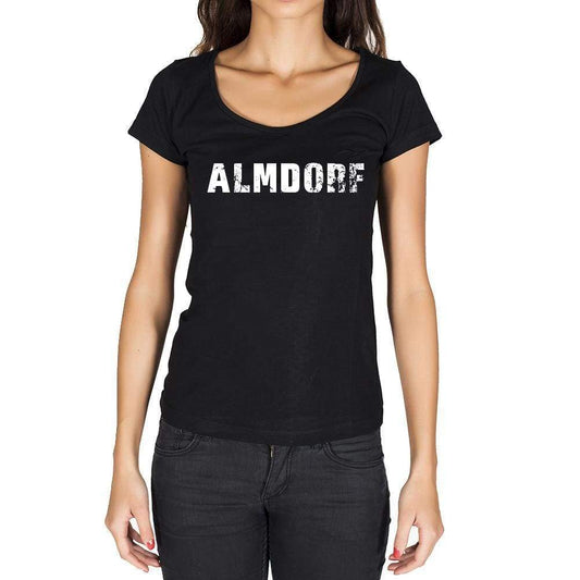 Almdorf German Cities Black Womens Short Sleeve Round Neck T-Shirt 00002 - Casual