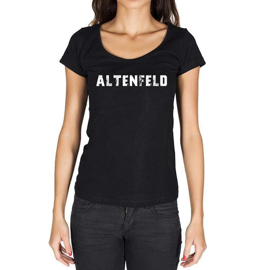 Altenfeld German Cities Black Womens Short Sleeve Round Neck T-Shirt 00002 - Casual