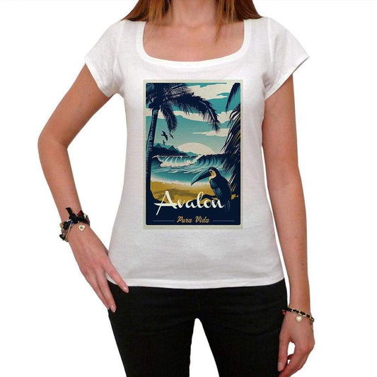 Avalon Pura Vida Beach Name White Womens Short Sleeve Round Neck T-Shirt 00297 - White / Xs - Casual