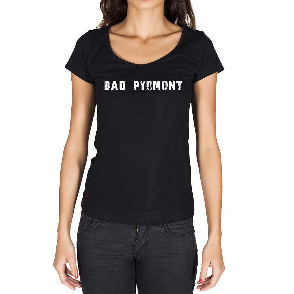 Bad Pyrmont German Cities Black Womens Short Sleeve Round Neck T-Shirt 00002 - Casual