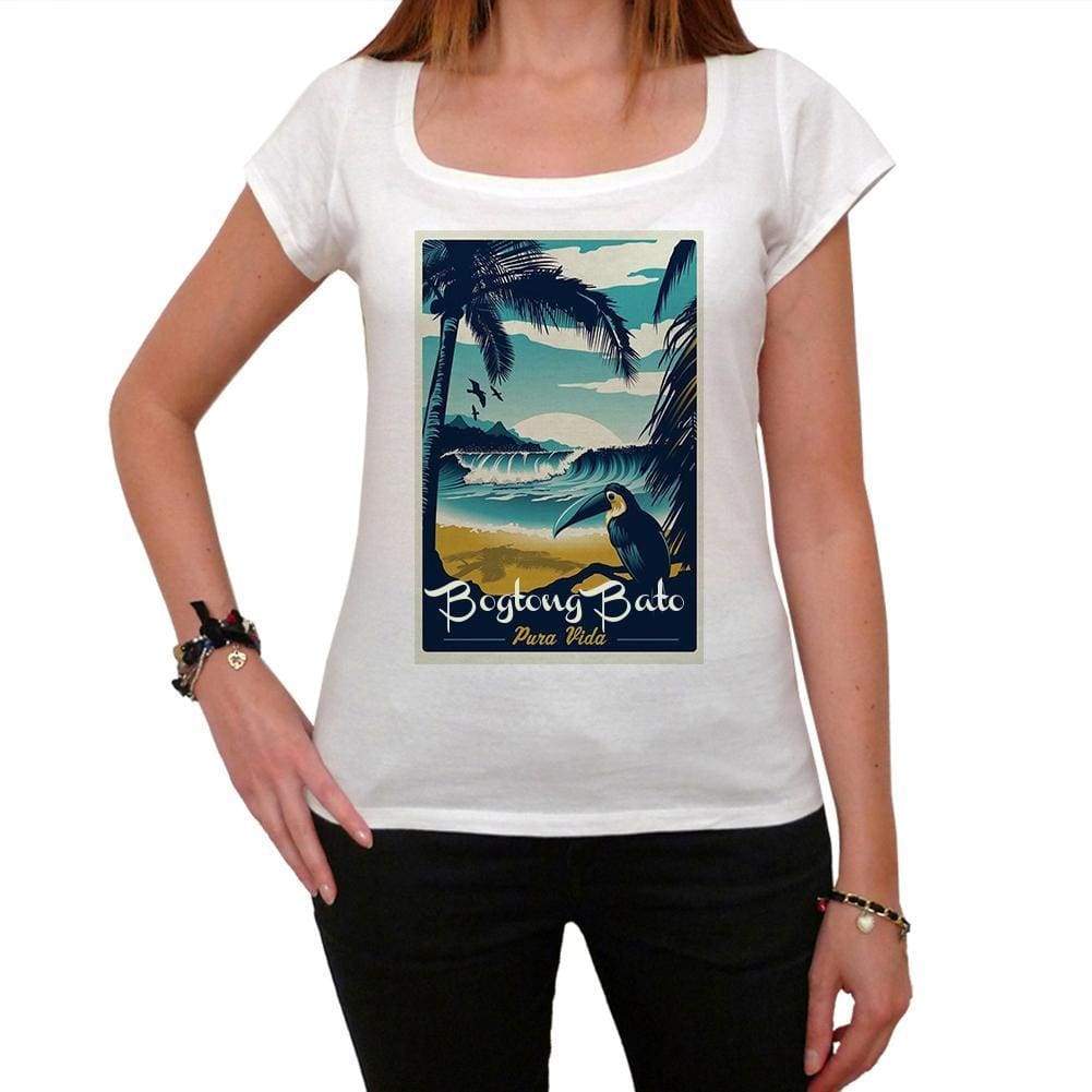 Bogtong Bato Pura Vida Beach Name White Womens Short Sleeve Round Neck T-Shirt 00297 - White / Xs - Casual