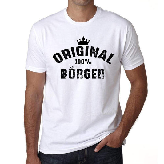 Börger 100% German City White Mens Short Sleeve Round Neck T-Shirt 00001 - Casual