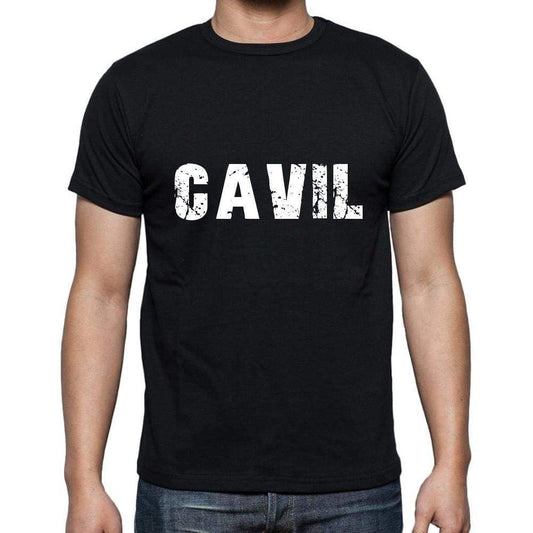 Cavil Mens Short Sleeve Round Neck T-Shirt 5 Letters Black Word 00006 - Casual