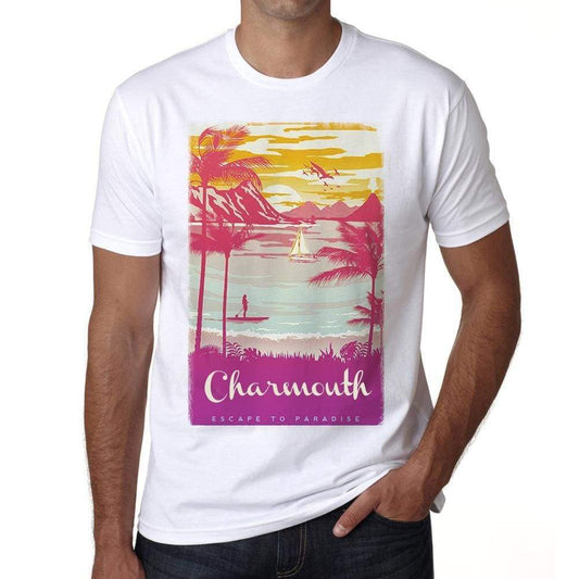 Charmouth Escape To Paradise White Mens Short Sleeve Round Neck T-Shirt 00281 - White / S - Casual