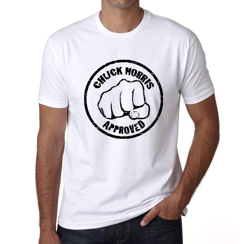 Chuck Norris Approved White Mens White Tee 100% Cotton 00217