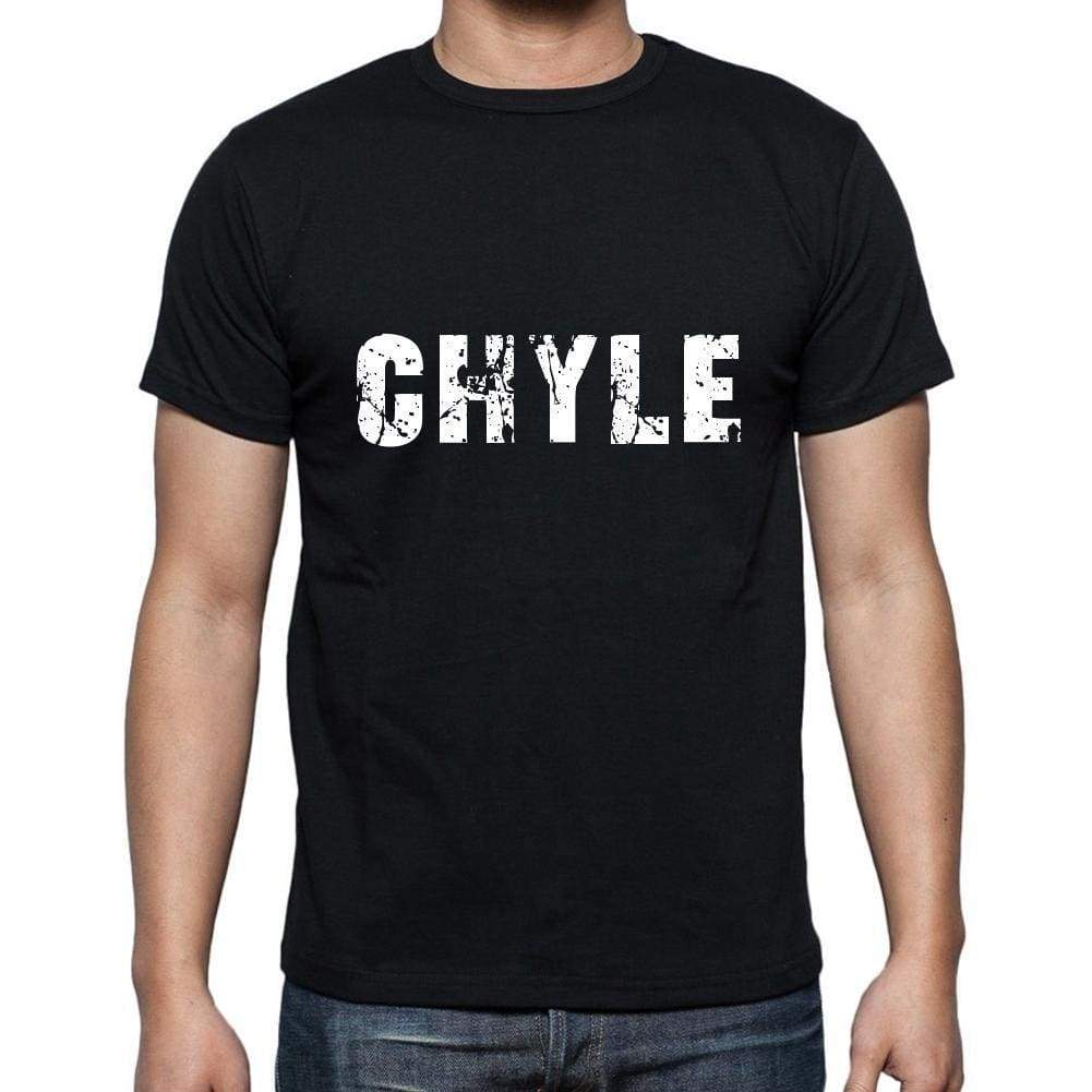 Chyle Mens Short Sleeve Round Neck T-Shirt 5 Letters Black Word 00006 - Casual