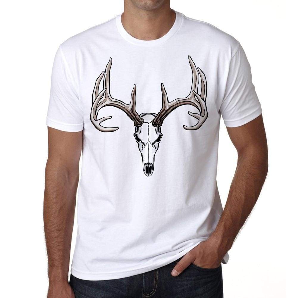 Deer Skull Tattoo Mens White Tee 100% Cotton 00162