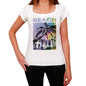 Digha Beach Name Palm White Womens Short Sleeve Round Neck T-Shirt 00287 - White / Xs - Casual