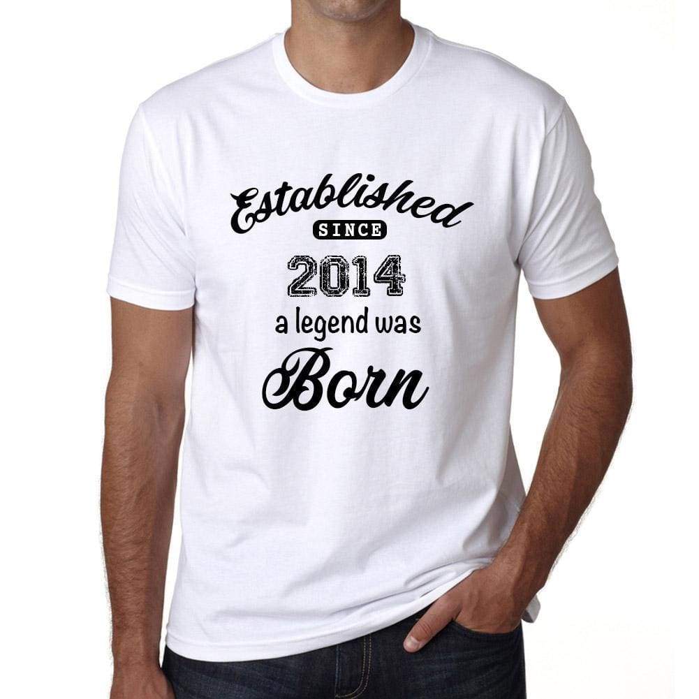 Established Since 2014 Mens Short Sleeve Round Neck T-Shirt 00095 - White / S - Casual