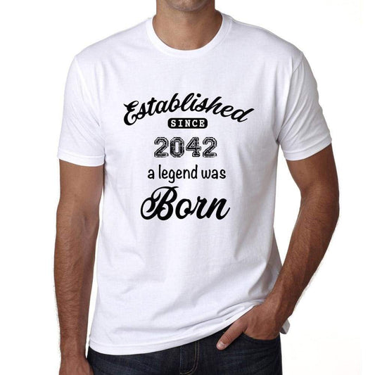Established Since 2042 Mens Short Sleeve Round Neck T-Shirt 00095 - White / S - Casual