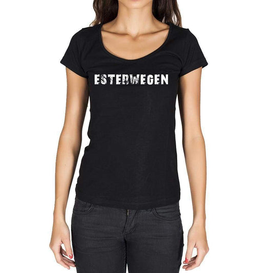 Esterwegen German Cities Black Womens Short Sleeve Round Neck T-Shirt 00002 - Casual