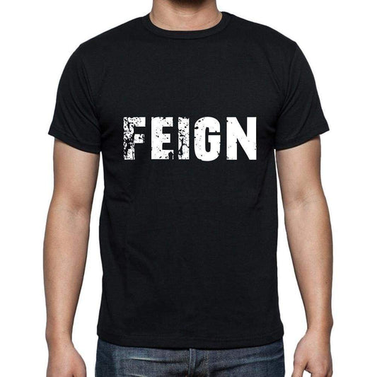 Feign Mens Short Sleeve Round Neck T-Shirt 5 Letters Black Word 00006 - Casual