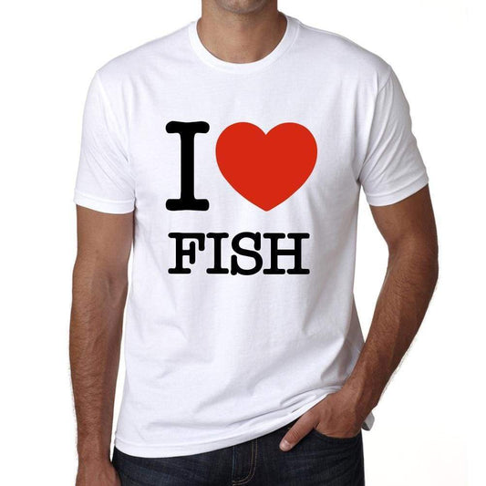 Fish Mens Short Sleeve Round Neck T-Shirt - White / S - Casual
