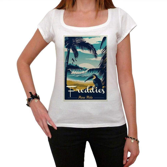 Freddies Pura Vida Beach Name White Womens Short Sleeve Round Neck T-Shirt 00297 - White / Xs - Casual