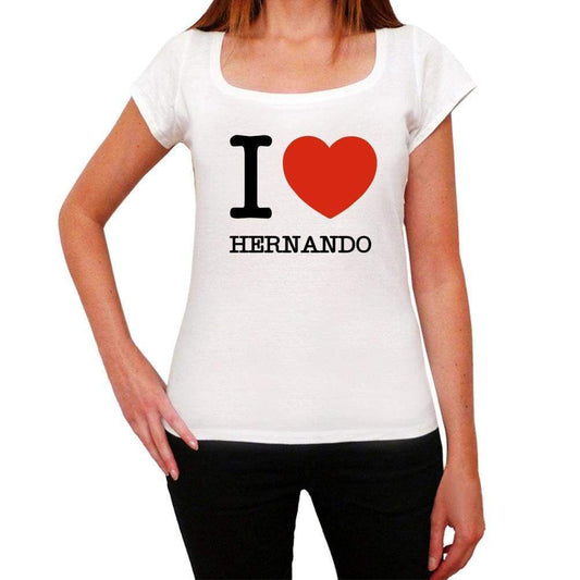 Hernando I Love Citys White Womens Short Sleeve Round Neck T-Shirt 00012 - White / Xs - Casual