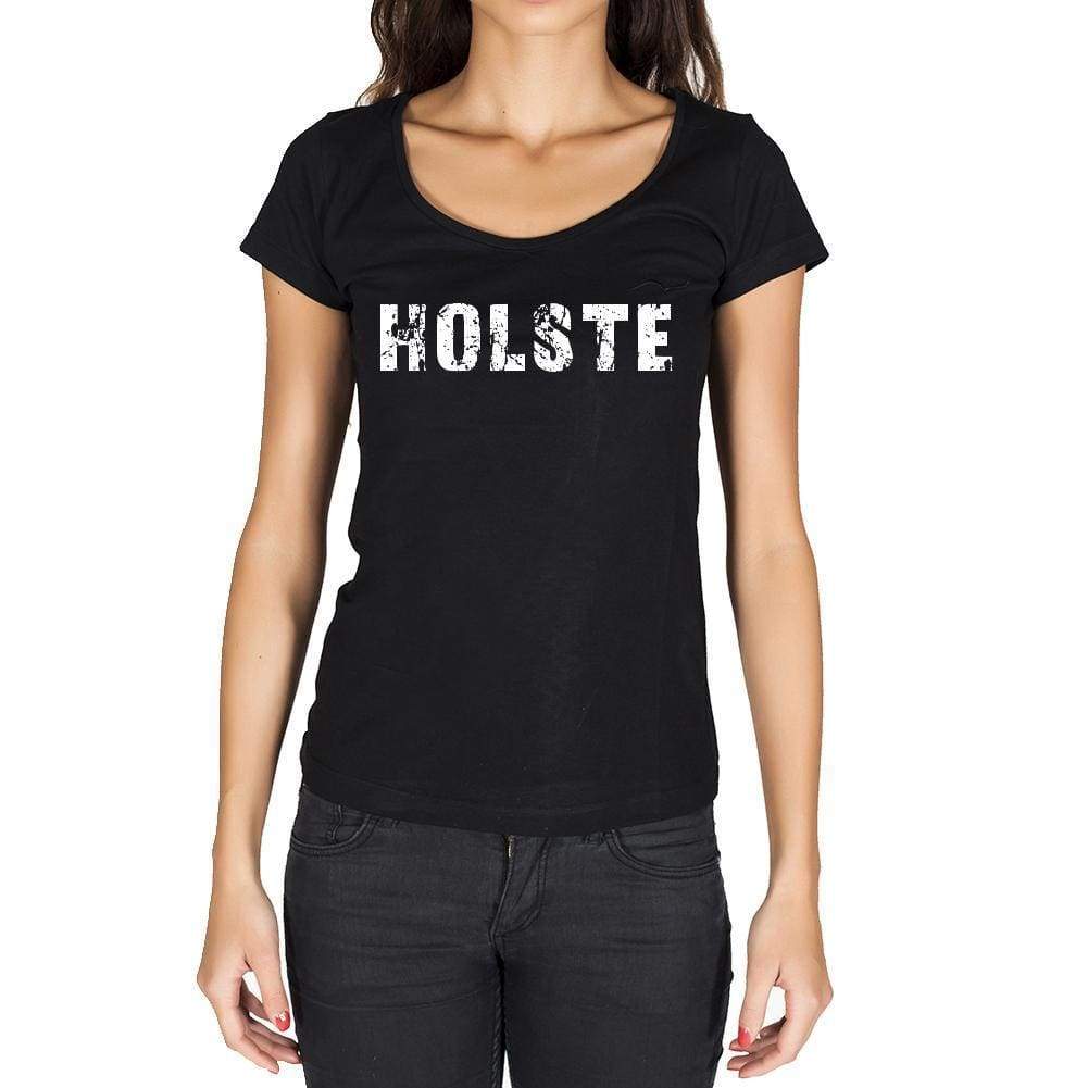 Holste German Cities Black Womens Short Sleeve Round Neck T-Shirt 00002 - Casual