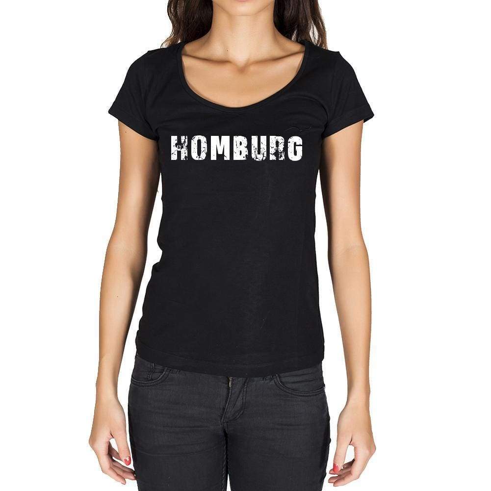 Homburg German Cities Black Womens Short Sleeve Round Neck T-Shirt 00002 - Casual