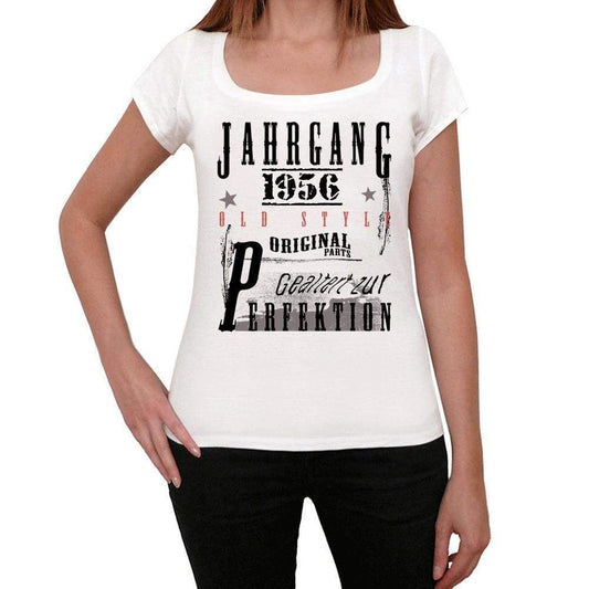 Jahrgang Birthday 1956 White Womens Short Sleeve Round Neck T-Shirt Gift T-Shirt 00351 - White / Xs - Casual