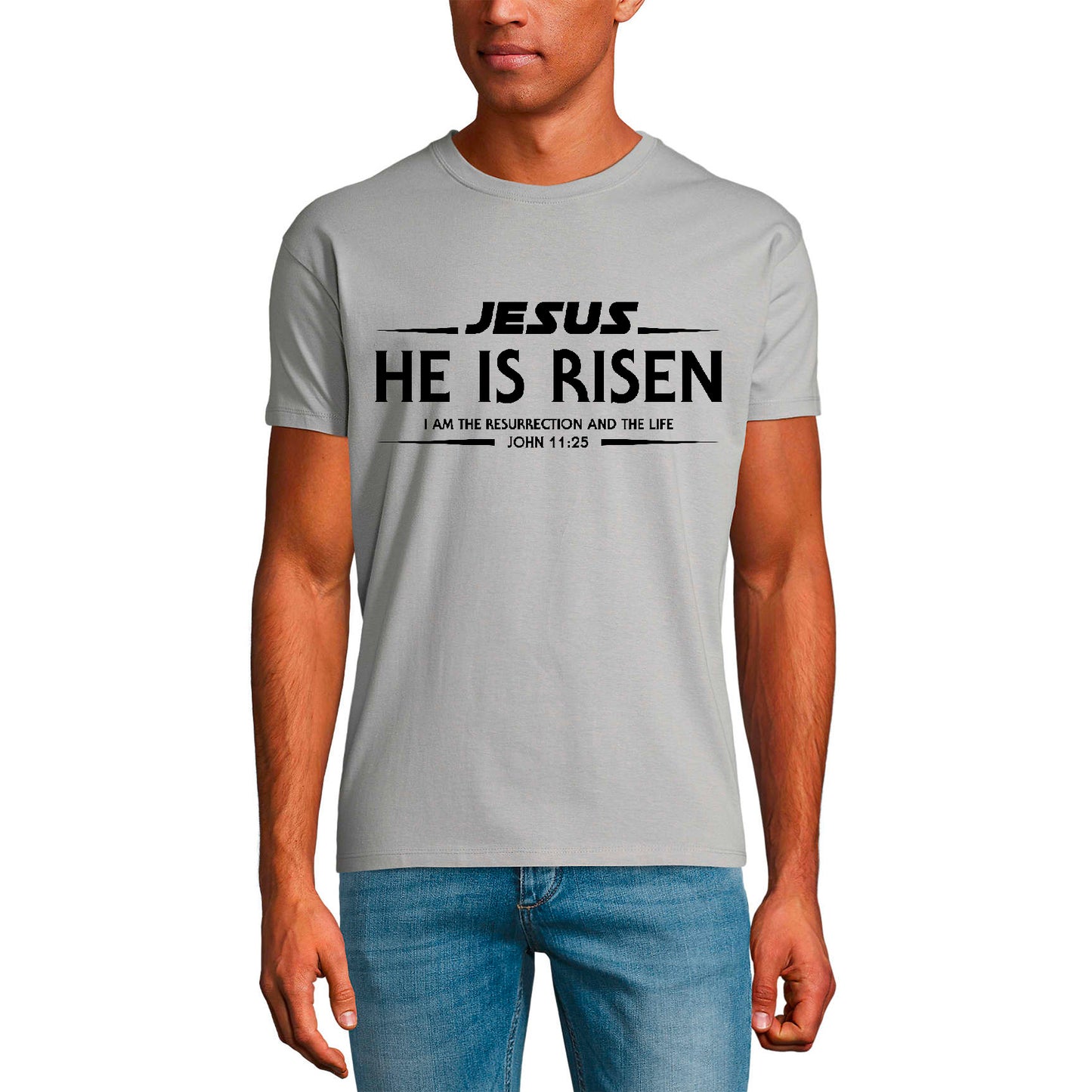 ULTRABASIC Men's Religious T-Shirt He is Risen Hallelujah - Jesus Christ Shirt