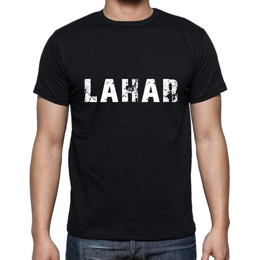 Lahar Mens Short Sleeve Round Neck T-Shirt 5 Letters Black Word 00006 - Casual