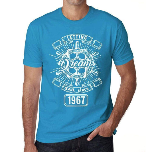 Letting Dreams Sail Since 1967 Mens T-Shirt Blue Birthday Gift 00404 - Blue / Xs - Casual