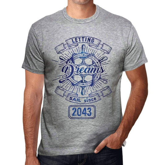 Letting Dreams Sail Since 2043 Mens T-Shirt Grey Birthday Gift 00403 - Grey / S - Casual