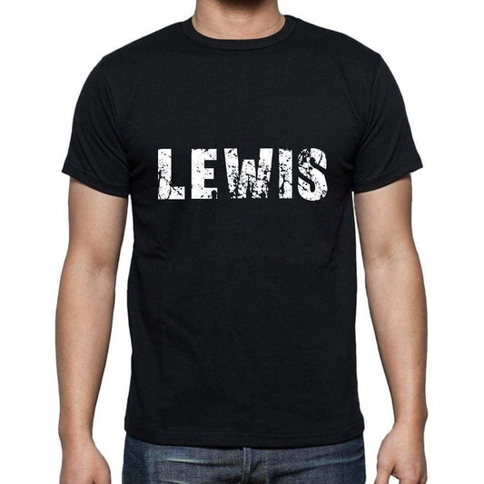 Lewis Mens Short Sleeve Round Neck T-Shirt 5 Letters Black Word 00006 - Casual