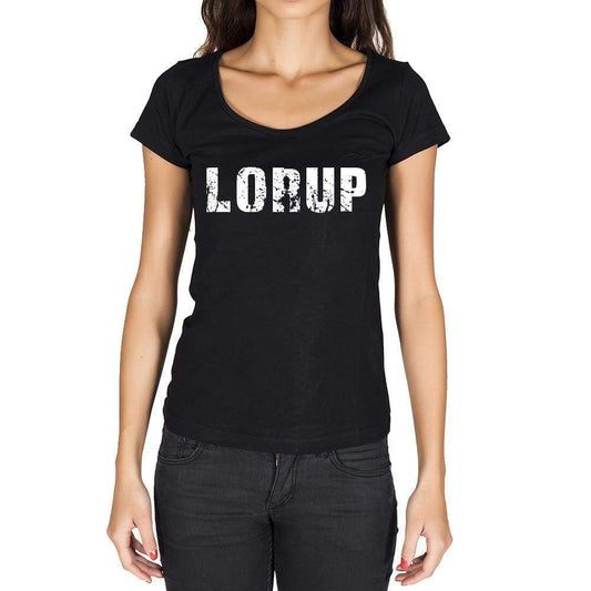 Lorup German Cities Black Womens Short Sleeve Round Neck T-Shirt 00002 - Casual