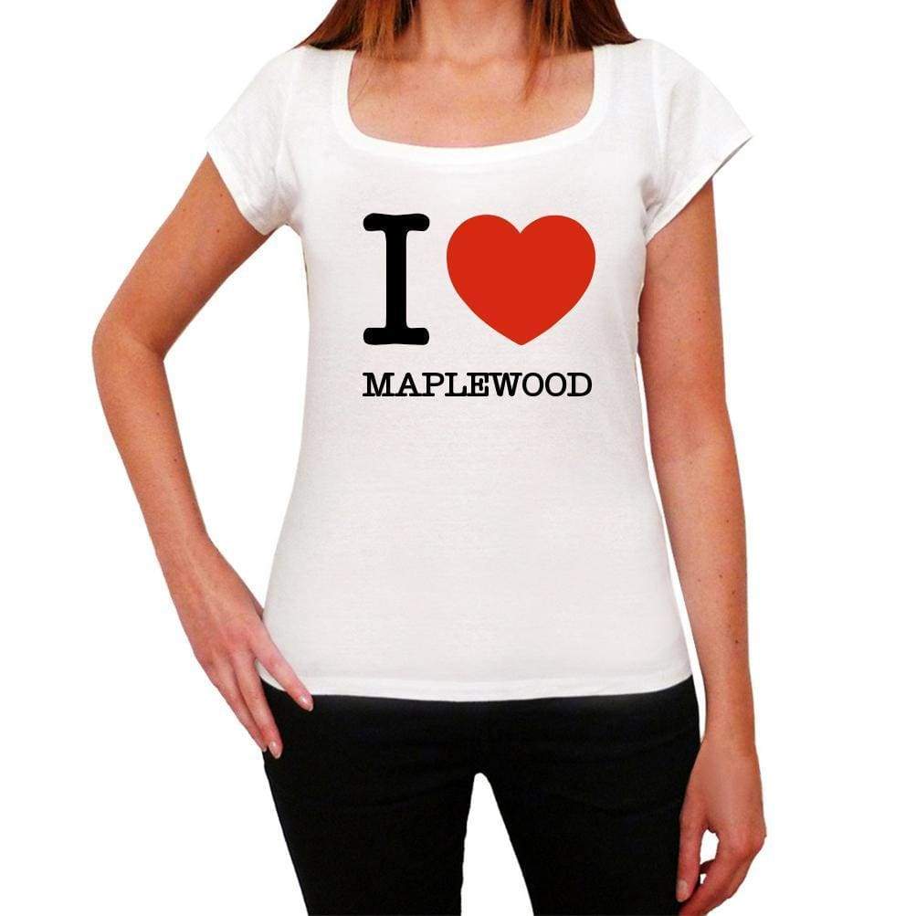 Maplewood I Love Citys White Womens Short Sleeve Round Neck T-Shirt 00012 - White / Xs - Casual