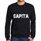 Mens Printed Graphic Sweatshirt Popular Words Capita Deep Black - Deep Black / Small / Cotton - Sweatshirts