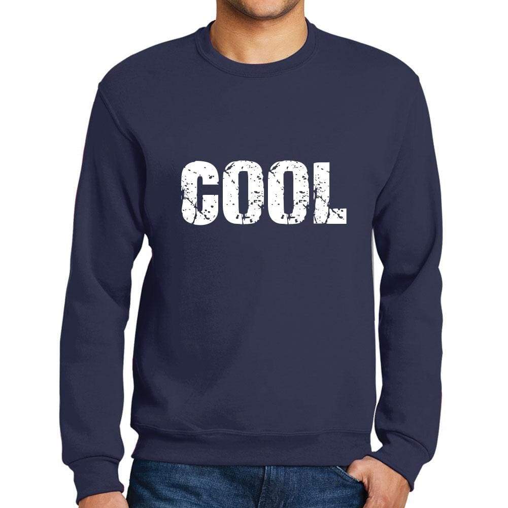 Mens Printed Graphic Sweatshirt Popular Words Cool French Navy - French Navy / Small / Cotton - Sweatshirts