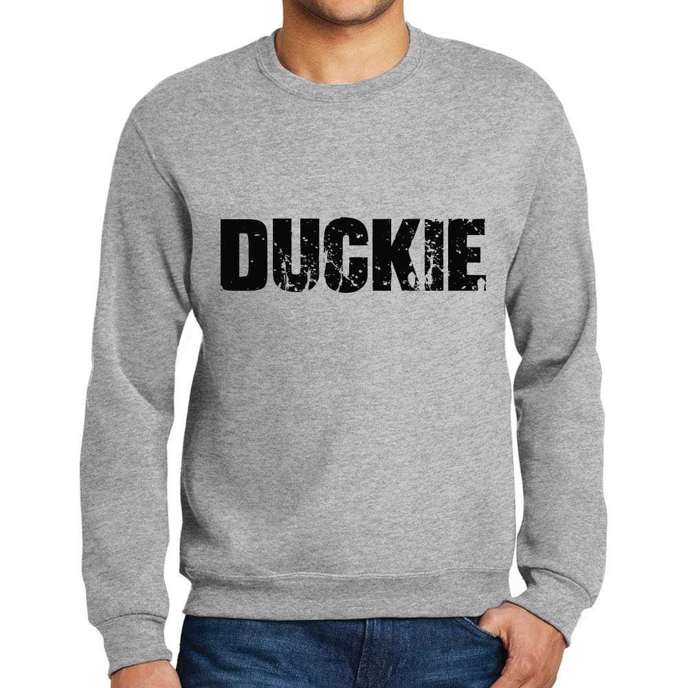 Mens Printed Graphic Sweatshirt Popular Words Duckie Grey Marl - Grey Marl / Small / Cotton - Sweatshirts