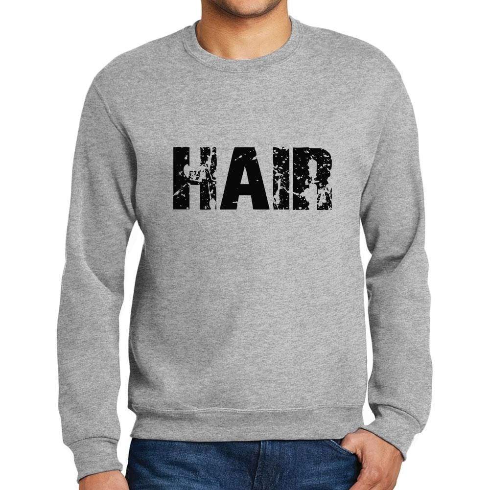 Mens Printed Graphic Sweatshirt Popular Words Hair Grey Marl - Grey Marl / Small / Cotton - Sweatshirts