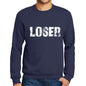 Mens Printed Graphic Sweatshirt Popular Words Loser French Navy - French Navy / Small / Cotton - Sweatshirts