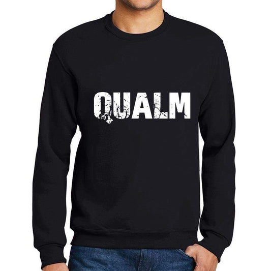 Mens Printed Graphic Sweatshirt Popular Words Qualm Deep Black - Deep Black / Small / Cotton - Sweatshirts