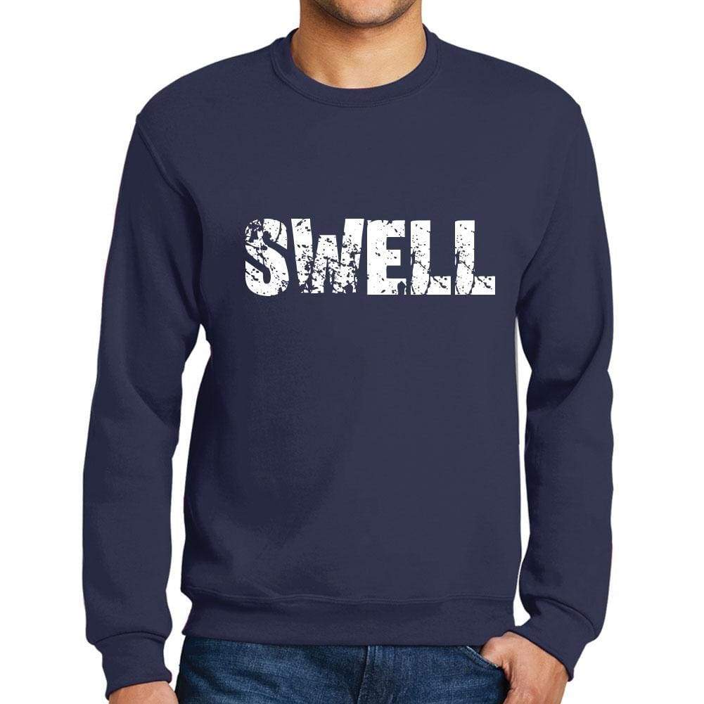 Mens Printed Graphic Sweatshirt Popular Words Swell French Navy - French Navy / Small / Cotton - Sweatshirts