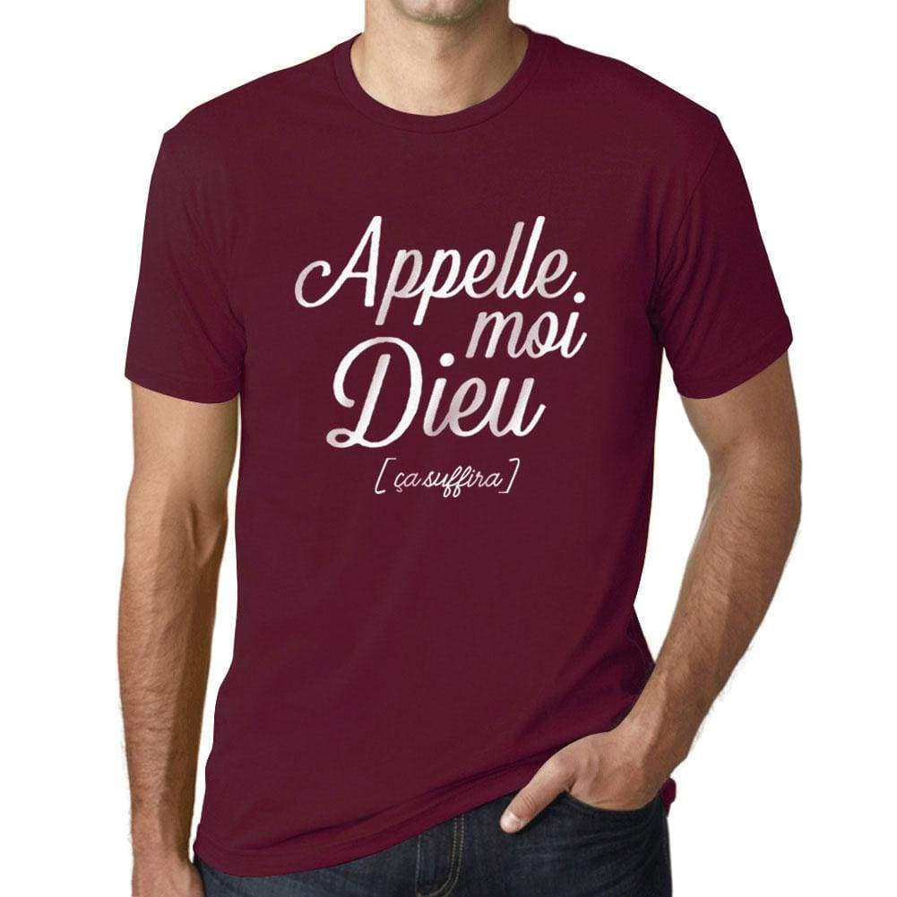 Mens Vintage Tee Shirt Graphic T Shirt Appelle Moi Dieu Burgundy - Burgundy / Xs / Cotton - T-Shirt