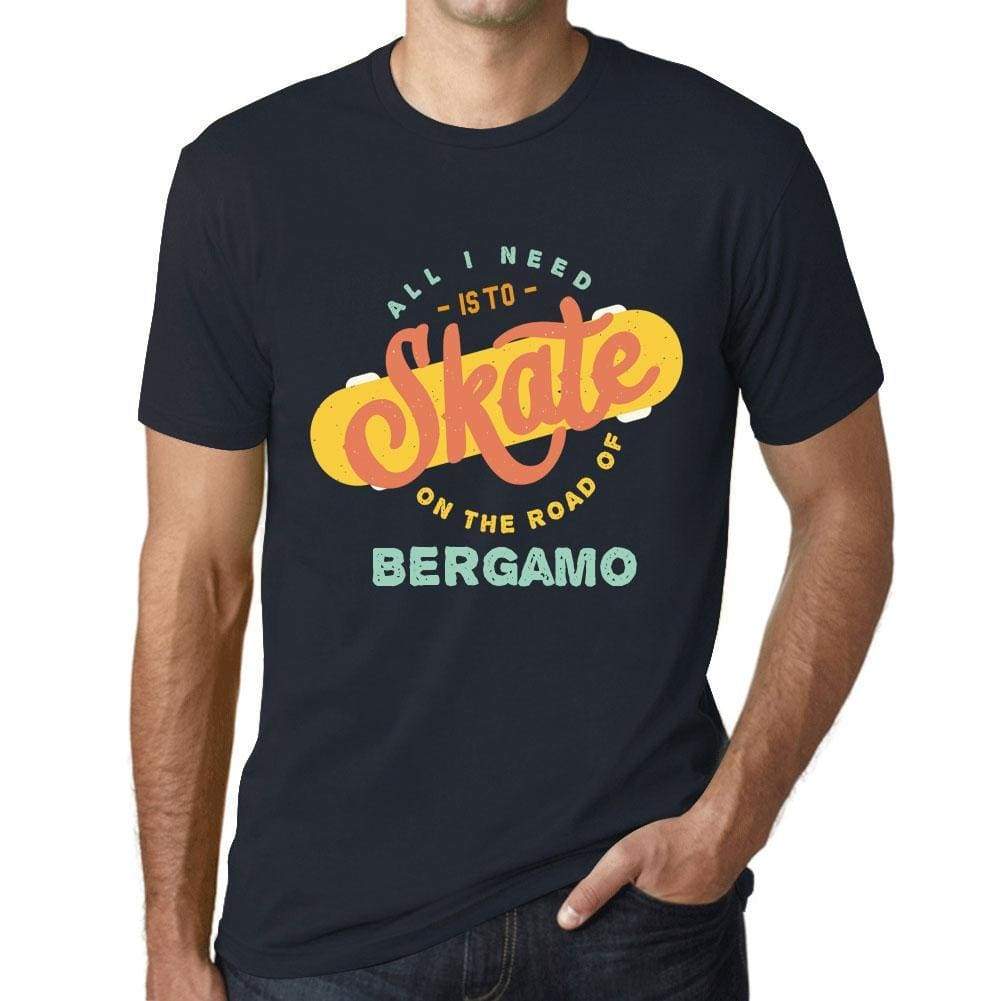 Mens Vintage Tee Shirt Graphic T Shirt Bergamo Navy - Navy / Xs / Cotton - T-Shirt