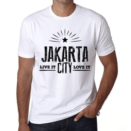 Mens Vintage Tee Shirt Graphic T Shirt Live It Love It Jakarta White - White / Xs / Cotton - T-Shirt