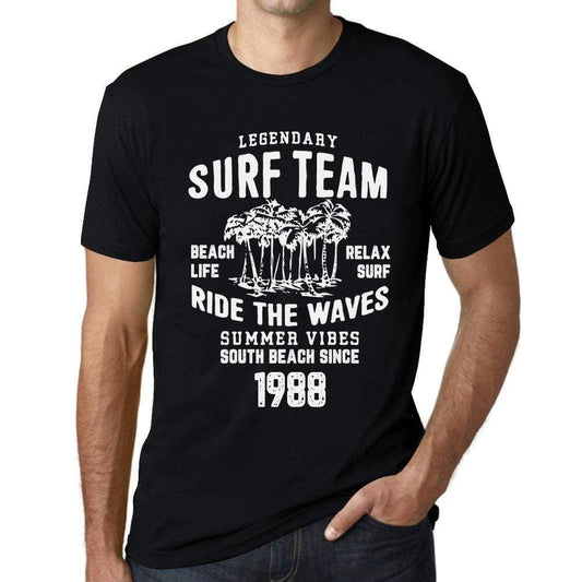 Mens Vintage Tee Shirt Graphic T Shirt Surf Team 1988 Deep Black - Deep Black / Xs / Cotton - T-Shirt