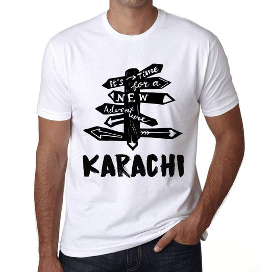 Mens Vintage Tee Shirt Graphic T Shirt Time For New Advantures Karachi White - White / Xs / Cotton - T-Shirt