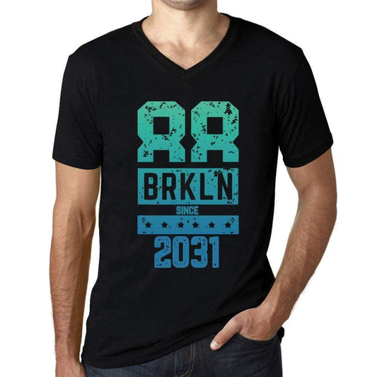 Mens Vintage Tee Shirt Graphic V-Neck T Shirt Brkln Since 2031 Black - Black / S / Cotton - T-Shirt