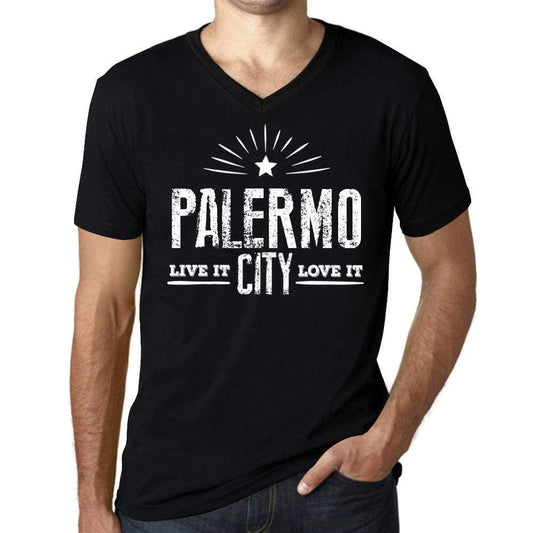 Mens Vintage Tee Shirt Graphic V-Neck T Shirt Live It Love It Palermo Deep Black - Black / S / Cotton - T-Shirt
