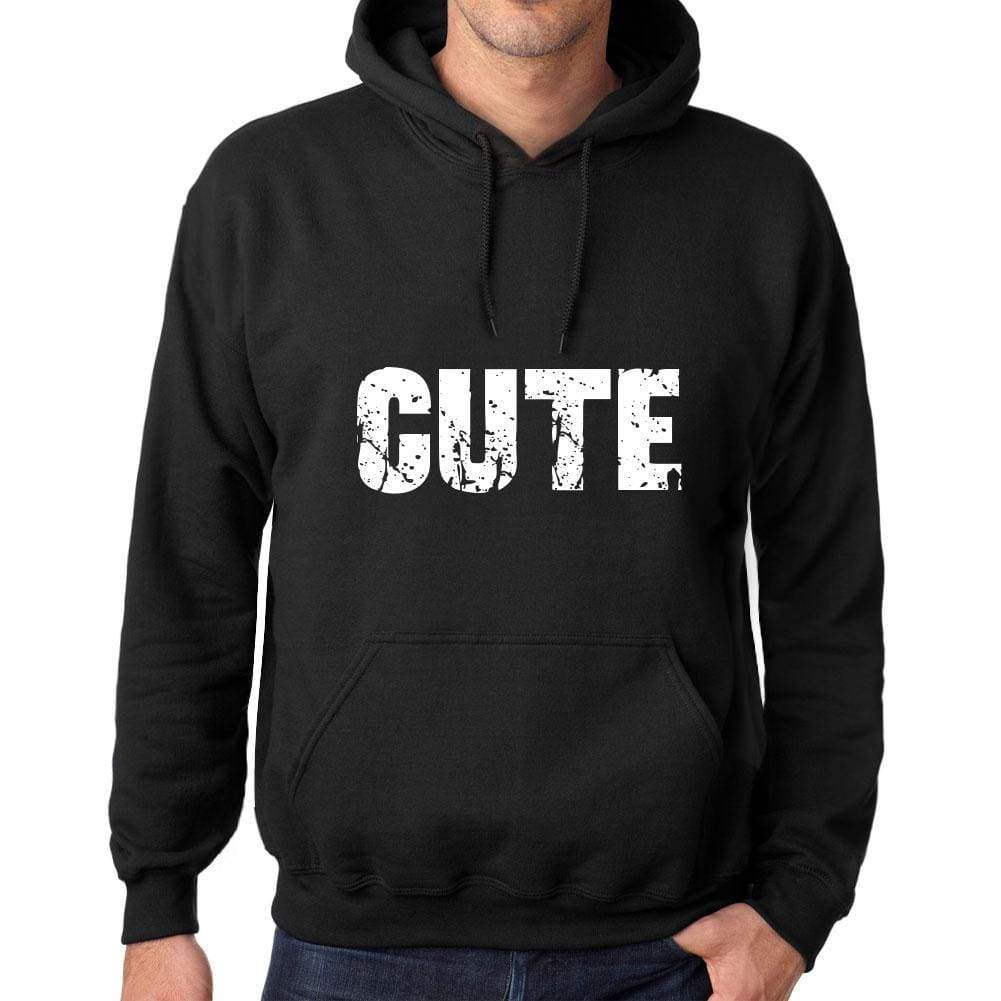 Men’s Women’s Unisex <span>Printed</span> <span>Graphic</span> Cotton <span>Hoodie</span> Soft Heavyweight Hooded Sweatshirt Pullover Popular Words CUTE Deep Black - ULTRABASIC