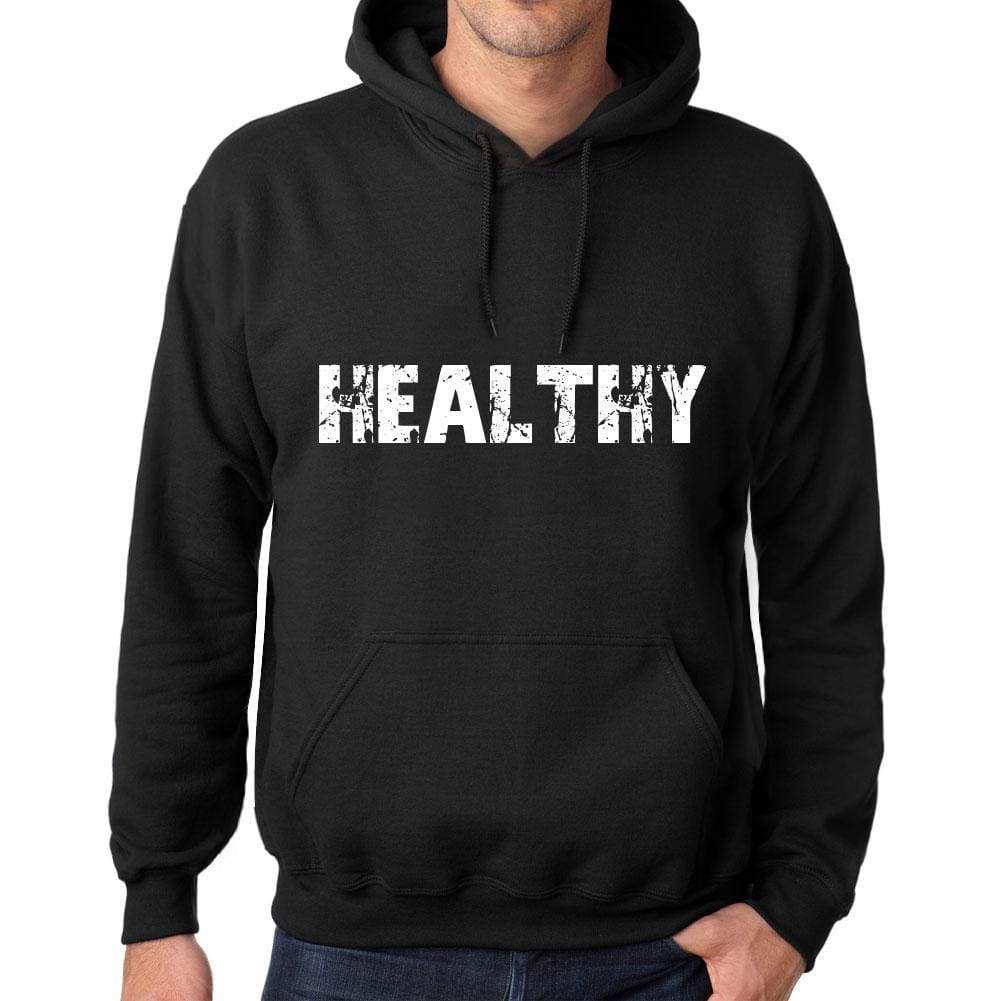 Mens Womens Unisex Printed Graphic Cotton Hoodie Soft Heavyweight Hooded Sweatshirt Pullover Popular Words Healthy Deep Black - Black / Xs /