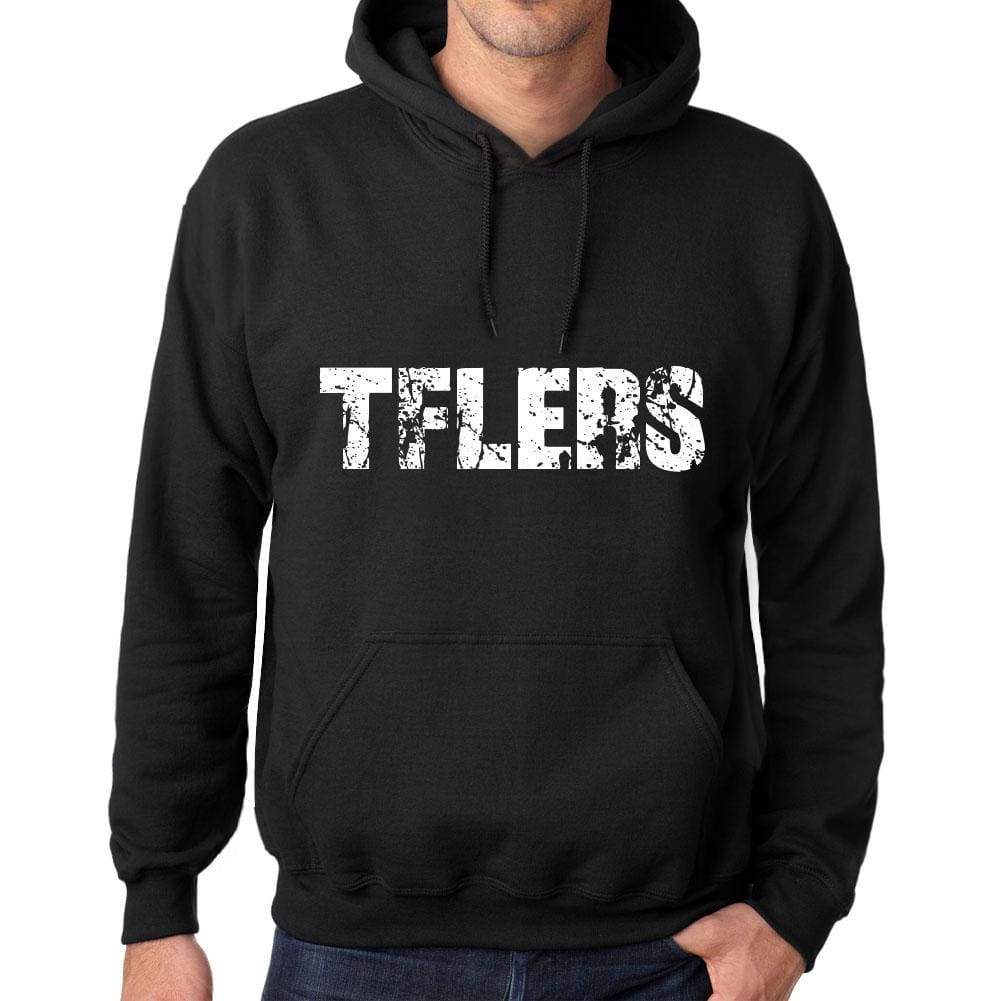 Mens Womens Unisex Printed Graphic Cotton Hoodie Soft Heavyweight Hooded Sweatshirt Pullover Popular Words Tflers Deep Black - Black / Xs /