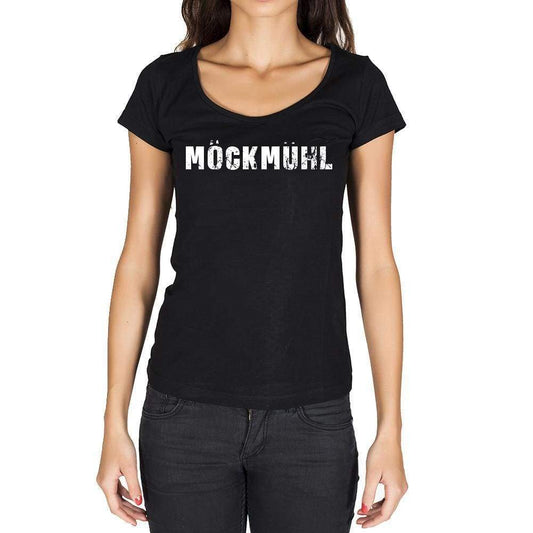 Möckmühl German Cities Black Womens Short Sleeve Round Neck T-Shirt 00002 - Casual