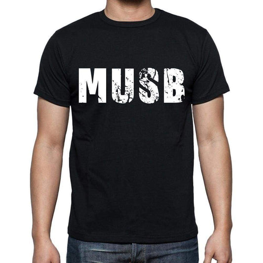 Musb Mens Short Sleeve Round Neck T-Shirt 4 Letters Black - Casual