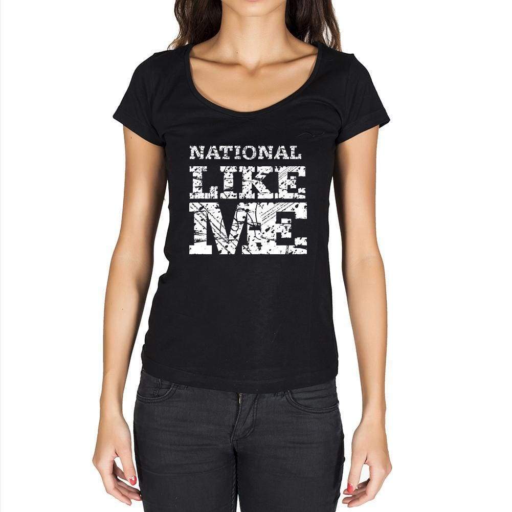 National Like Me Black Womens Short Sleeve Round Neck T-Shirt - Black / Xs - Casual